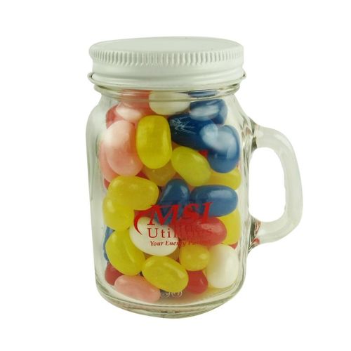 Glass Mini Mason Jars Gourmet Jelly Beans Custom Printed As Low As 8.63